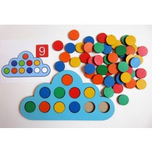 Renkli Ahşap Bulut Oyunu, Eğitici Set Mantık ve Eşleştirme Geliştirici Antrasit Renkli