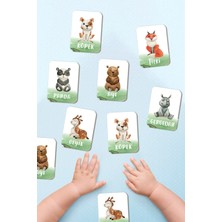 Orman Hayvanları Ahşap Zeka Kartları ve Eşleştirme Oyunu Eğitici Puzzle