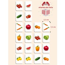 Ahşap Zeka Kartları, Hafıza ve Eşleştirme Oyunu, Sevimli Meyveler, Eğitici, 5,5x7,5 cm