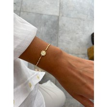 Minimal Dorika Zincir Yonca Model Gold Renkli Bileklik