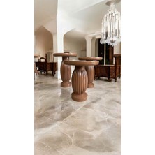 Simillo Home & Living Ahşap 3’lü Mantar Yan Sehpa Takımı Kahverengi Renk