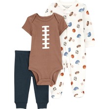 Erkek Bebek Kahverengi Tulumlu Set