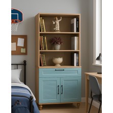 Arion Kids Mavi Çocuk Odası Şifonyer ve Kitaplık Seti | MDF Gövde | Ağaç Ayaklı | Estetik ve Kullanışlı Set