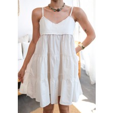 Kapsül Gardırop Poplin Askılı Mini Elbise