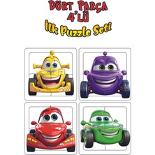 Serenity Haven Sevimli Renkli Ahşap Araba Puzzle Seti 4 Parça Eğlenceli ve Öğretici Çocuklar İçin Antrasit