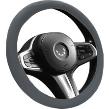 Mega Oto Market Geçmeli Direksiyon Kılıfı Seti Suni Deri Normal Damarlı Gri Renk 40 cm 15" Çap Direksiyon Kaplaması