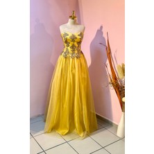 Gold Rengi Abiye Elbise