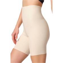Kadın Ten Rengi Lazer Kesim Iz Yapmaz Yüksek Bel Uzun Paçalı Kadın Boxer Korse 2707