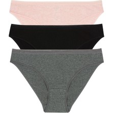 Kadın Karışık Renkli Korseli 1 Beden Incelten 3lü Slip Külot