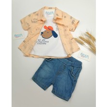 Havi Turuncu Gömlekli 3'lü Takım 6-9  Ay