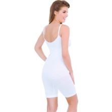 Kadın Beyaz Dikişsiz Tam Boy Paçalı Korse