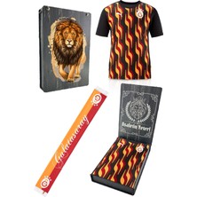Galatasaray Orijinal Lisanslı Sıfır Yaka Siyah Antrenman T-Shirt + Şal Kaşkol Set Hediyelik Ahşap Kutulu