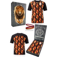 Galatasaray Orijinal Lisanslı Sıfır Yaka Siyah Antrenman T-Shirt + Bileklik Set Hediyelik Ahşap Kutulu