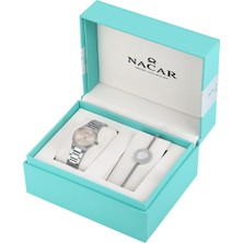 Safir Cam Gümüş Kadın Kol Saati NC34-39B647-AGMS-SET