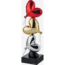 Sequenze Italy Flying Love Kırmızı Altın Gümüş Dekoratif Obje 31 cm