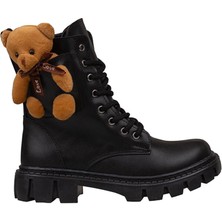 Trend Adımlar Siyah Cute Bear Kız Çocuk Postal Bot