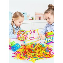 120 Parça Renkli Geometrik Çubuklar ve Puzzle Eğitici Oyuncak