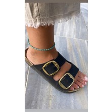 "mavi Boncuk  Şerit Gold Renkli Halhal