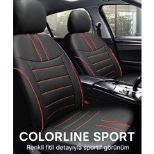 Renault Symbol 1999–2019 Colorline Sport Serisi Deri Siyah Kırmızı Koltuk Kılıfı