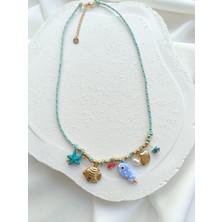 Balık Detaylı Mavi Ip