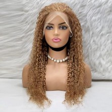 K&A Afro Dalga Front Lace Gerçek Tül Peruk / Sıcak Karamel / 70/75cm