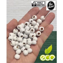 Beyaz 10MM Ahşap Boncuk Ekonomik Paket, 2500-3000 Adet, 1 Kilo