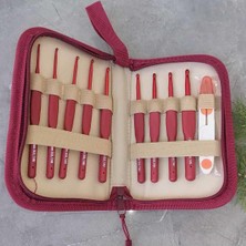 Kırmızı Rosso Tığ Seti, Cüzdanlı, 9 Tığ ve Makas ile Keyifli Örgü Deneyimi