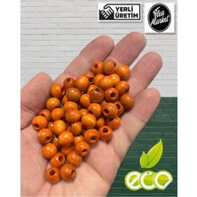 10MM Turuncu Ahşap Boncuk Ekonomik Paket 1kg 2500-3000 Adet
