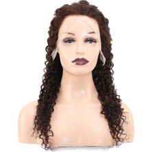 K&A Afro Dalga Front Lace Gerçek Tül Peruk / Koyu Kahve / 60/65cm