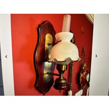 46 cm Boyunda Opalin Camlı Ahşap ve Pirinçten Avrupa Aplik