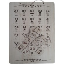 Ahşap Ingilizce Harfler ve Pullarla Görsel Hafıza Eğitici Tablo