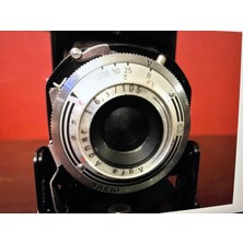 Antika Agfa Isolette Körüklü Fotoğraf Makinesi - Deri Kılıfında