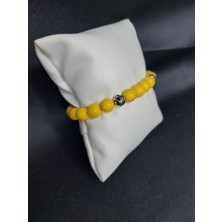 Sarı Cam Boncuklu Bileklik – Metal Detaylı, Unisex Tasarım