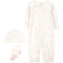 Kız Bebek Ekru Tulumlu Set