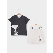 05-08 Yaş Erkek Çocuk Snoopy Ikili Takım - Füme