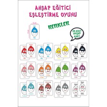 Renkli Ahşap Hafıza Kartları, 12 Renk, 24 Adet, Türkçe-Ingilizce, Eğlenceli Hafıza Oyunu