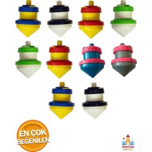 Renkli Plastik Dönen Topaçlar 10'lu Set, Eğlenceli ve Renkli Hobi Oyunu