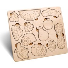 Ahşap Meyve Yapboz Seti, Eğitici ve Renkli Oyunlar, Çocuklar Için Öğrenme Keyfi