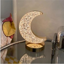 Şarjlı Ay Kristal Elmas Masa Lambası, Dokunmatik, Akrilik, Romantik, LED Gece Lambası