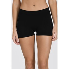 Kadın Siyah Taktel Dikişsiz Mini Şort Boxer 2008