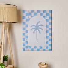 Deco Palm Breeze Kanvas Tablo - Beyaz / Mavi - 50X70 cm