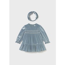 Mayoral Kız Bebek Uzun Kol Kadife Elbise Mavi