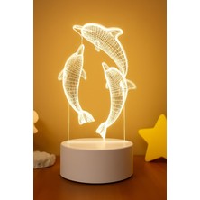 3D Yunus Figürlü Gece Lambası, Beyaz, Şık ve Ilgi Çekici Dekorasyon Parçası