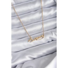 316L Çelik Zincir Gold Renk Atatürk Imzası Model Kadın Kolye