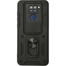 Xiaomi Redmi Note 9 Kılıf Pars Lens Yüzüklü Silikon - Siyah