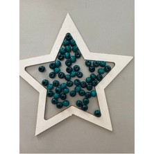 Petrol Mavisi Ahşap Boncuk, 10 Mm, 100 Gr, Yaklaşık 250-300 Adet