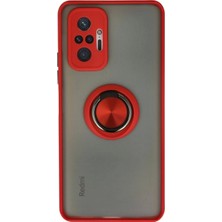 Xiaomi Redmi Note 10 Pro Kılıf Montreal Yüzüklü Silikon Kapak - Kırmızı