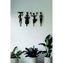 Siyah Ahşap Afrika Kadınlar Duvar Dekoru, El Işçiliği, Lazer Kesim