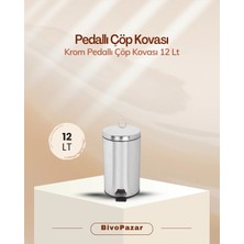 Krom Pedallı Metal Çöp Kovası