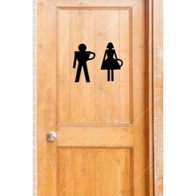 Şık Siyah Kafe Temalı Tuvalet Panosu, Dekoratif ve Estetik Detaylar Sağlar